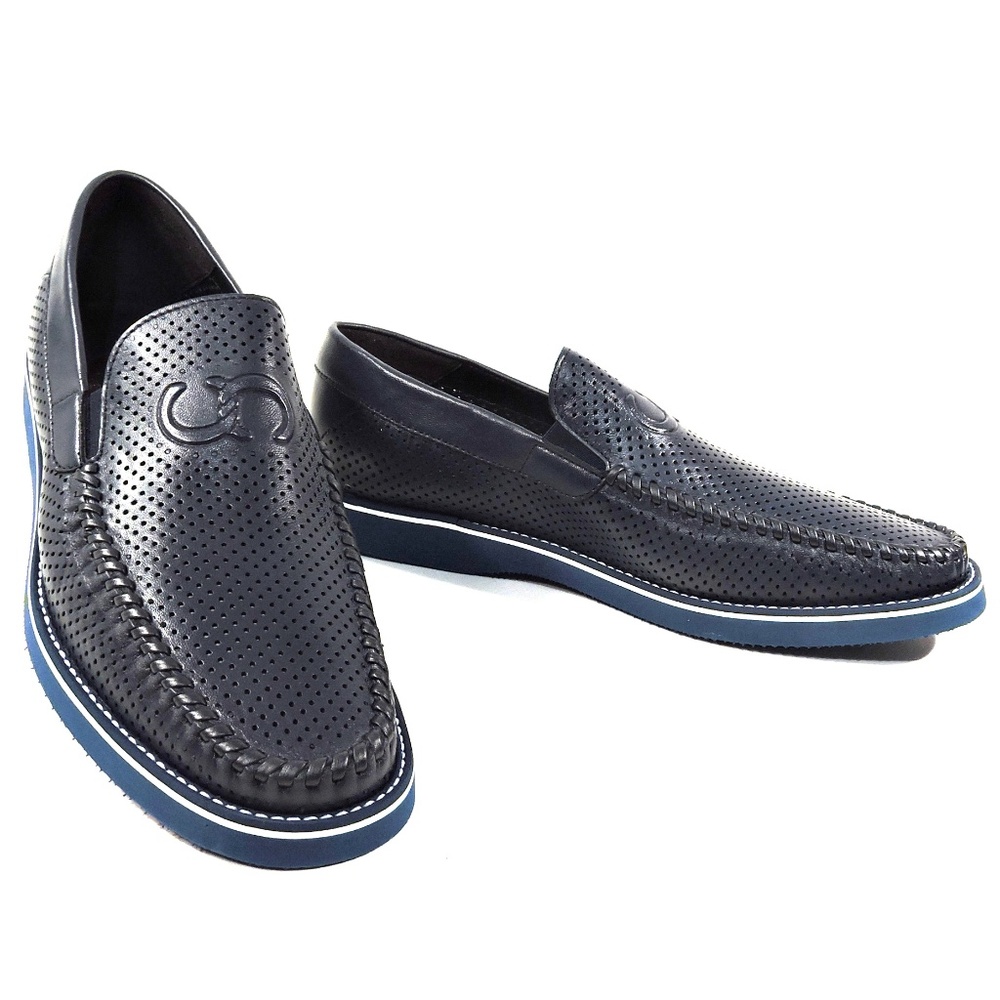CASADEI 🇮🇹 MEN'S BLUE SOFT LEATHER COMFORT SUMMER LOAFERS